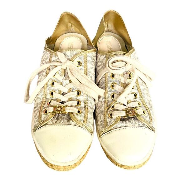 MICHAEL Michael Kors Kristy Slide Heel Cap Espadrille Sneakers Vanilla Go - Picture 4 of 9